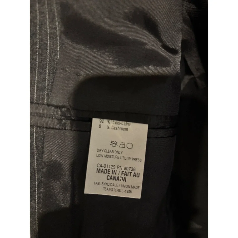 Lauren Ralph Lauren Blazer Mens 40S Grey Wool Cashmere Pinstripe Sport Coat